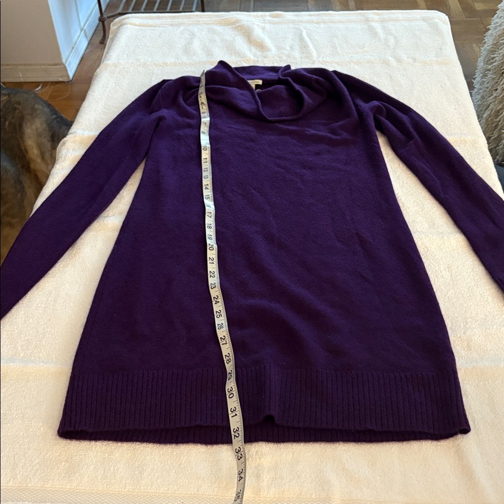 NWT White + Warren 100% cashmere Purple Heather Cowlneck Sweater Dress - Picture 5 of 9